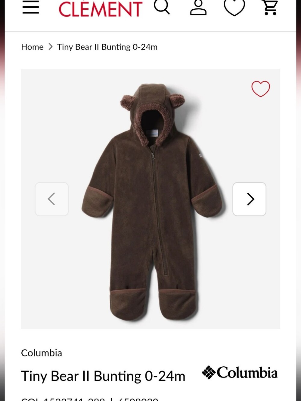 Bundle  Columbia Tiny Bear II Bunting in Brown - Cozy Infant Snowsuit 12-18_24